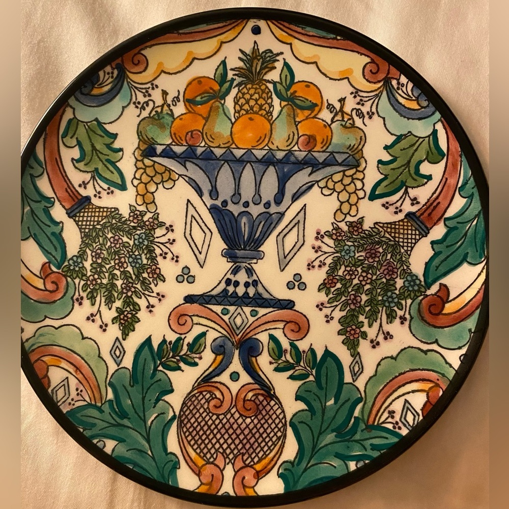 Ceramar colorful hand painted wall plate from Spain.